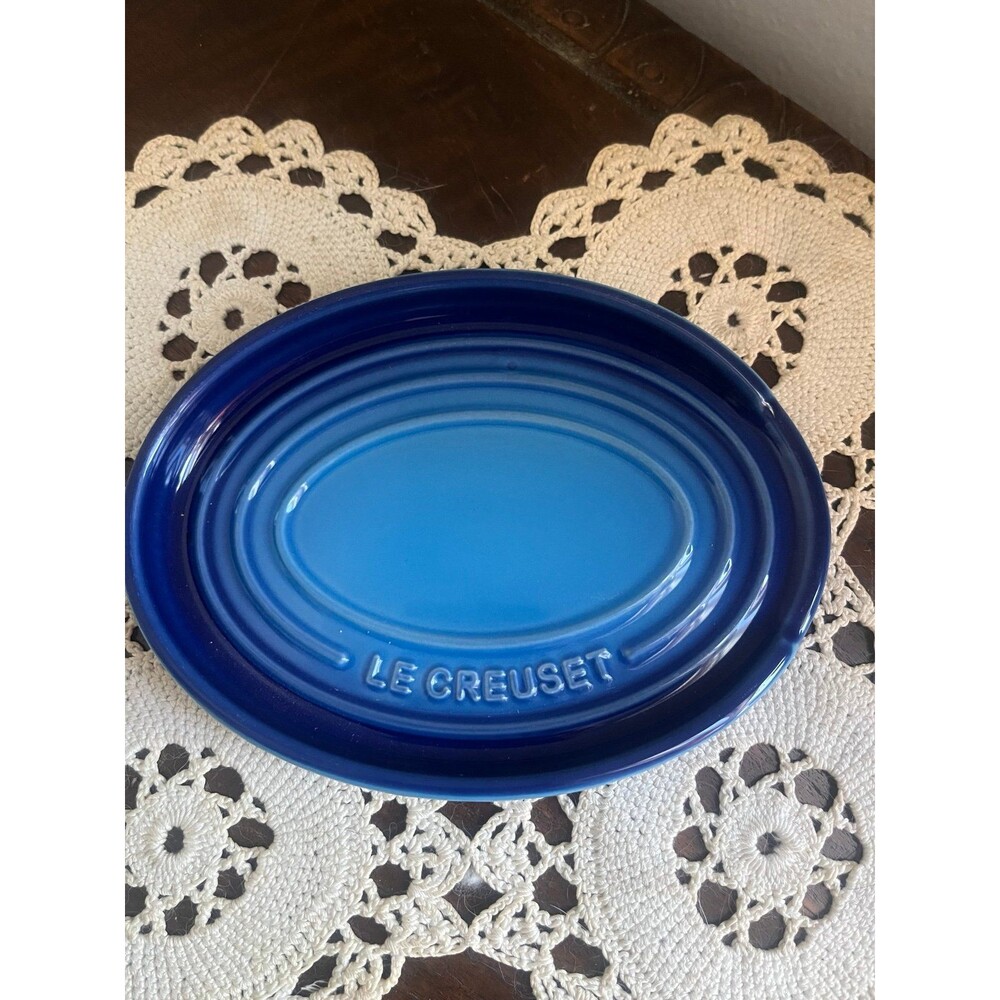 Le Creuset Stoneware Oval Spoon Rest Azure Blue NEW